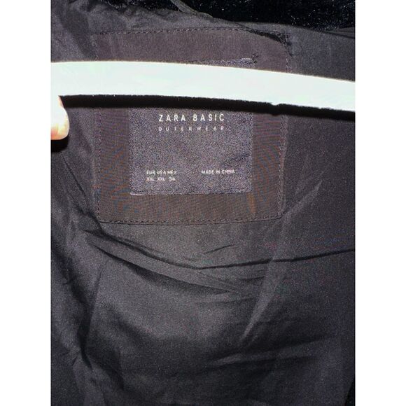 Zara Basic Outerwear Black Puffer Jacket with Convertible Hoodie Size Womens XXL - Picture 3 of 4